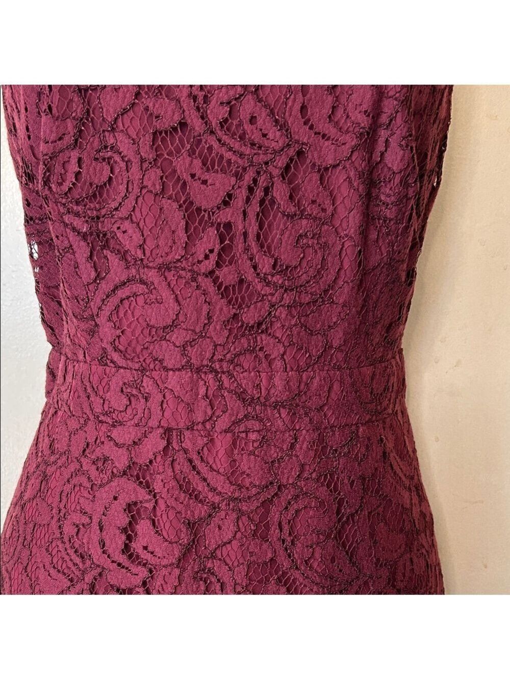 J. Crew Burgundy Lace Halter Midi Dress size 0 - Picture 3 of 12